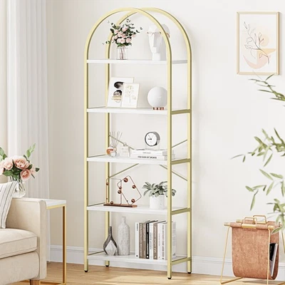 5 Tier Bookshelf Bookcase Arched Display Racks Standing Bookshelves Open Storage - image 1 of 4