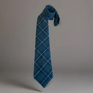 Corbata vintage de algodón gallo azul verde tartán para hombre EE. UU. 4” de ancho - Imagen 1 de 5