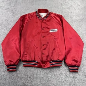 Vtg Budweiser Bud Dry Jacket Large Satin Bomber 80s Retro Made in USA - Picture 1 of 12