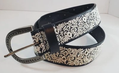 Lucky Brand Floral Embroidered Leather Belt Small - Image 1 of 4