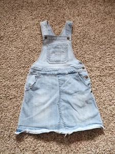 Tommy Hilfiger Girls Light Wash Denim Overall Style Dress Sz Med 8 10 Stretch - Picture 1 of 4