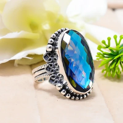 Rainbow Mystic Fire Topaz Solid 925 Sterling Silver Ring, Christmas Gift for Her - Image 1 of 4