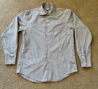 Camisa Joseph Abboud Para Hombres Mediana Púrpura Gris Guinga Sin Planchar Vestido con Botones Foto 1 de 4