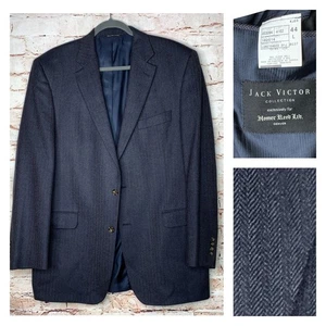 Jack Victor Suit Jacket Sport Coat Blazer Blue Mens Size 44 Long Loretowood Wool - Picture 1 of 13