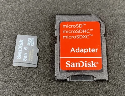 Sandisk 8GB Micro SDHC With Micro SD/SDHC/SDXC Adapter For Phones/Cameras #311 - Image 1 of 2