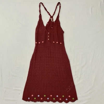 Vestido Intimately Free People Chemise Para Mujer XS Borgoña Babydoll Tejido Flor Foto 1 de 4