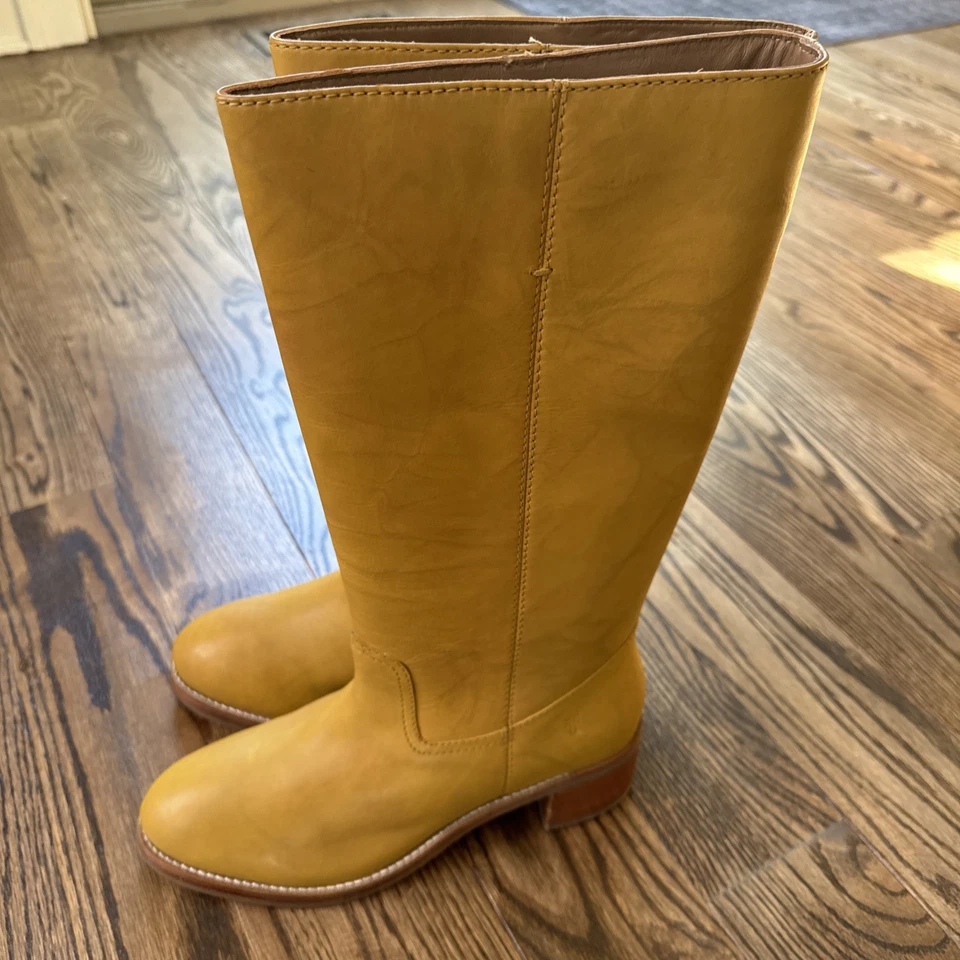 Frye Ladies Campus 14L Banana Montana Leather Tall Boots 3477050-BAN 9.5