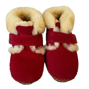 LL Bean Wicked Good Slippers Toddler Size 7/8 Nautical Red Shearling - Picture 1 of 8