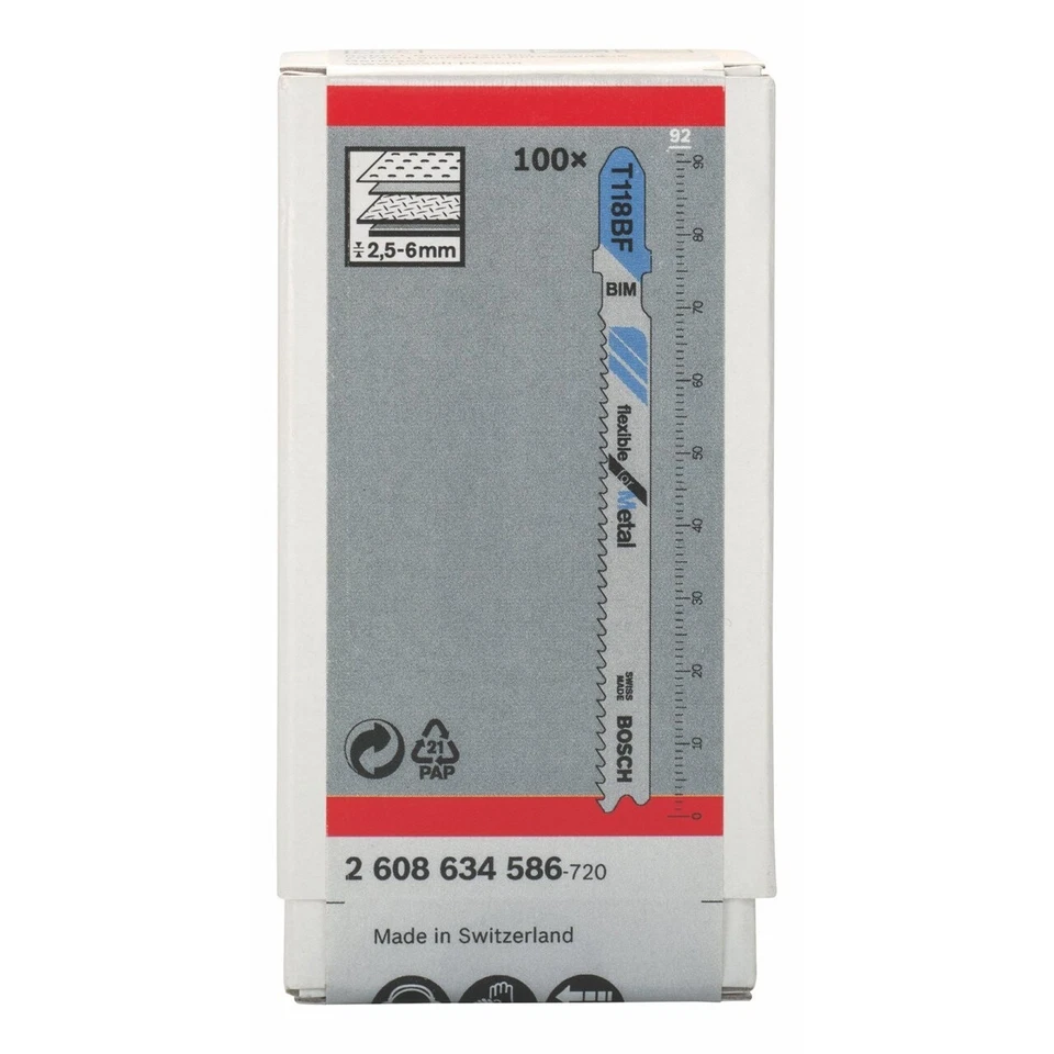 Bosch 100x Stichsägeblatt T 118 BF Flexible for Metal 2608634586 - Neu - Bild 1 von 2