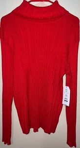 Time and Tru Damen Pullover XL rot gerippt Rollkragen - Bild 1 von 10