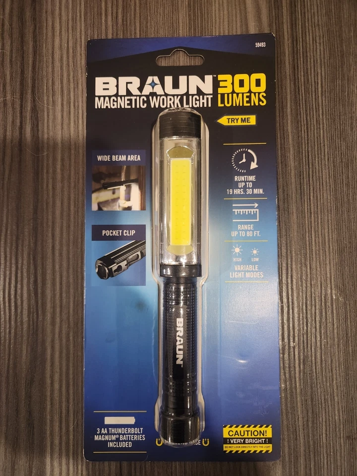 Braun Luz de Trabajo de Bolsillo LED 300 Lúmenes de Salida de Luz con Base Magnética Foto 1 de 2