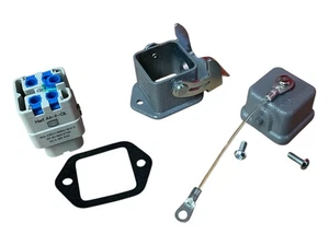 2 PCS SET CONNECTOR HARTING HAN 4A -F-QL  WITH BASE MOUNT - Picture 1 of 2