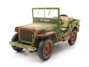 Willys Jeep US Army Military 1944 verde oliva inquinato modellino auto 1:18 americano - Foto 1 di 11