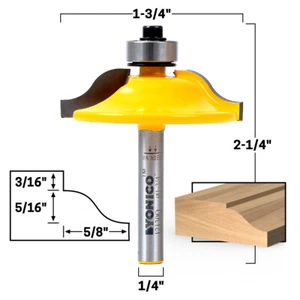 Broca enrutadora de panel elevado de 1-3/4"" de diámetro - vástago de 1/4"" - Yonico 12130q - Imagen 1 de 1