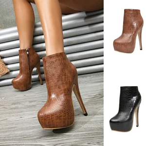 Botas de talla grande con estampado de cocodrilo travesti drag queen zapatos para mujer 45 - Imagen 1 de 45