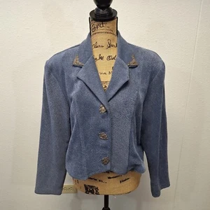 Frontier Casual Button Front Cropped Western Jacke Langarm Blau Damen Gr. L - Bild 1 von 10