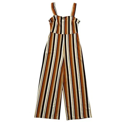 Mono para mujer Urban Outfitters a rayas mediano sin mangas naranja elástico Foto 1 de 4