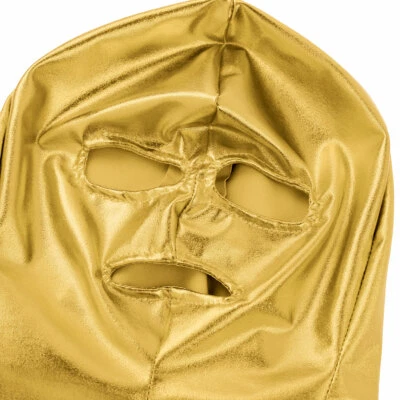  Women Men Wetlook Leather Full Face Mask Hood Open Mouth Headgear Party Hat - Image 1 of 4