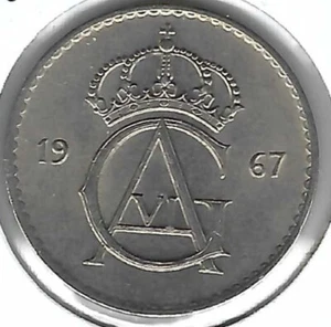 1967 Svezia Moneta 50 Ore Gustavo VI rame-nichel! - Foto 1 di 2