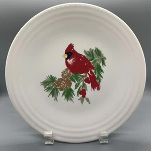 Fiesta Holiday Cardinal Luncheon Plate in White | Fiestaware Pine Bough Cones - Picture 1 of 3