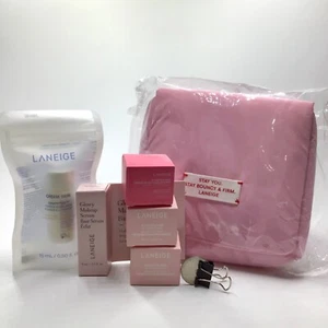 6PC Laneige LIP SLEEPING MASK + Bouncy Firm Makeup Bag + SERUM + Toner MINIS-NIB - Picture 1 of 6