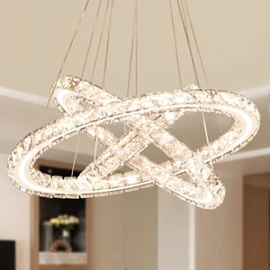 Modern LED Chandeliers Crystal Chandeliers Ceiling Light Three Rings Pendant ... - Picture 1 of 7