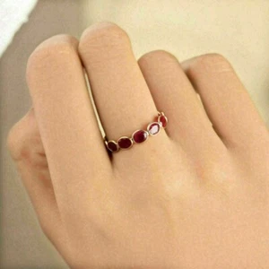2 Ct Lab-Created Ruby Full Eternity Anniversary Band Ring 14k Yellow Gold Plated - Picture 1 of 4