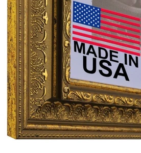 3-1/2" Rustic Gold Picture Frame 11x14 12x18 16x20 24x36 30x40 36x36+ 104-G - Picture 1 of 10