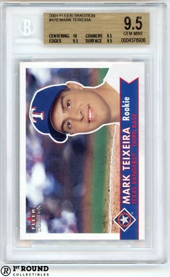 Mark Teixeira RC BGS 9.5 2001 Fleer Tradition Rookie No Cards Graded Higher #470 - Image 1 of 3