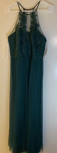DAVID'S BRIDAL WOMEN’S HIGH NECK CHIFFON BRIDESMAID DRESS JUNIPER F20118 Size 10 - Picture 1 of 9