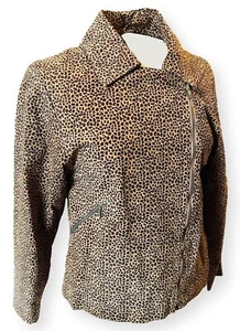 Ziva Telem Damen Lederjacke im Bikerstil mit Gepardenmuster, Größe 38 IT, US 2-4 - Bild 1 von 9