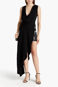 RRP €813 JUST CAVALLI Mini Dress IT44 US8 UK12 L Draped V-Neck Made in Italy - Picture 1 of 6