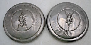 Two 1933 Ford Stainless Hubcap Pair Caps V8 Logo Raised Rings Automotive - Picture 1 of 4