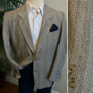 LONDON SQUARE MENS BLAZER SIZE 44 JACKET BEIGE TWEED 100% SILK SPORT COAT NEW - Picture 1 of 14