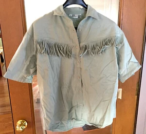 Womens Top Tassels Size 10 L, Color Pale Aqua, Louti NY Women's Tops, Button NWT - Picture 1 of 5