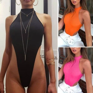 moda de verano elegante y encantador mono de mujer mono Halter sin mangas ceñido - Imagen 1 de 7