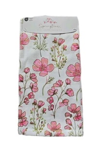 Set of 2 Kitchen Tea Towels Pink Gold Floral 16x26 Cotton Terry Loop NEW - Picture 1 of 1
