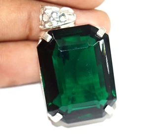GIE Certified Natural 91.20 Ct Green Topaz Emerald Cut Pendant Loose Gemstone - Picture 1 of 9