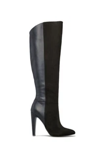 Saylor by SHOEDAZZLE, Black faux leather & suede Superhero knee boots SZ 8 - Picture 1 of 4