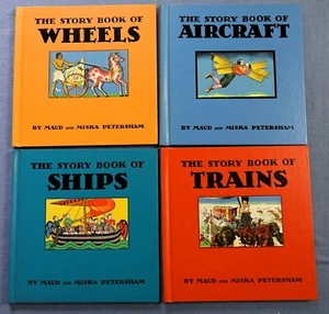 4 HC/DJ 1935 BOOKS: TRAINS, WHEELS, AIRCRAFT, SHIPS BY MAUD & MISKA PETERSHAM - Picture 1 of 8