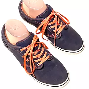 Zapatillas de mujer Vans Off the Wall talla 7,5 azul mezclilla con acento melocotón neón - Imagen 1 de 8