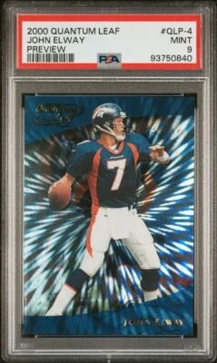 2000 Quantum Leaf #QLP-4 John Elway Preview - PSA 9 - Broncos HOF - SHARP! - Image 1 of 2