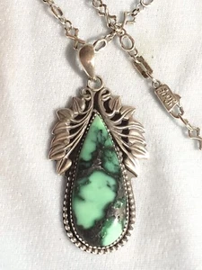 Natural Variscite (Turquoise’s Sister) Sterling Pendant, 17” Chain, AK Clasp - Picture 1 of 3