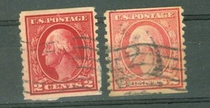 USA Early 2 X 2c Washington Horiz Coil Perf 10 used 2 diff Shade Lot#a2376 - Picture 1 of 1