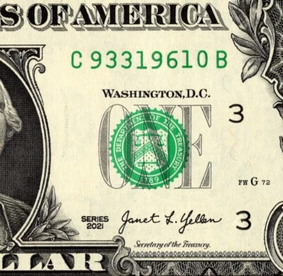 Billete de un dólar con número de serie de 1961 de 1961 C93319610B Foto 1 de 4