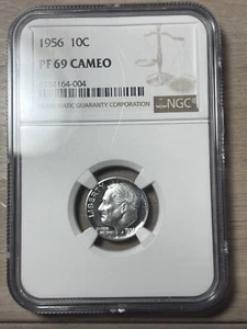 1956 Silver Proof Cameo Roosevelt Dime NGC PF69 CAMEO - Picture 1 of 4