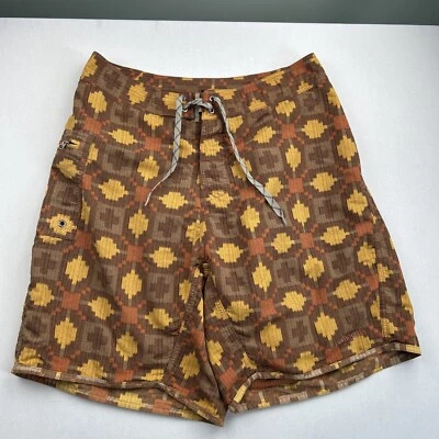 Patagonia Wavefarer Board Shorts Men’s 32 Brown Orange Yellow Geometric Pattern - Image 1 of 4