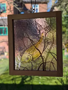 Antique Stained Glass Natural History Study Aquatic Fish #04 - Picture 1 of 3