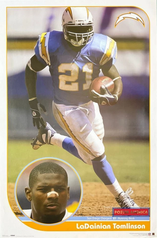 LaDainian Tomlinson 圣地亚哥充电器 2004 年 NFL 官方海报 22.5 x 34 — 第 1/4 张图片