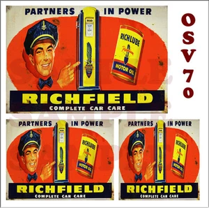 WEATHERED WATERSLIDE BUILDING SIGN DECALS RICHFIELD OIL O SCALE OSV70 - Picture 1 of 1